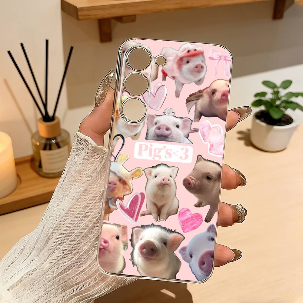 Lovely Cute Piggy Phone Case For Samsung A10 A12 A31 A40 A70 Transparent Cover