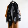 Coffee core-spun yarn acrylic scarf women's new simple jacquard strip imitation cashmere long fringed loose shawl