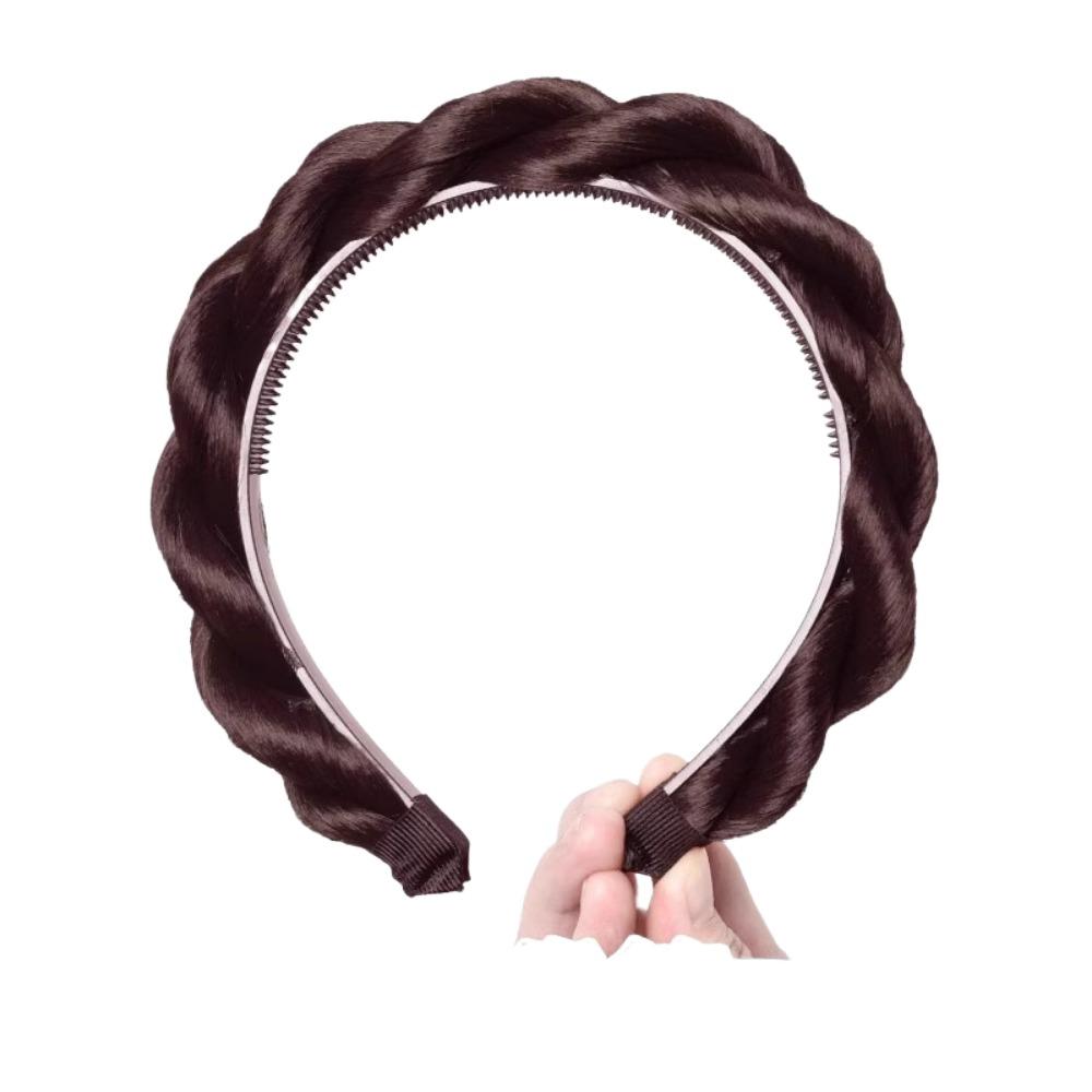 Perucă împletită naturală cu bandă de susținere anti-alunecare, benzi de păr răsucite, versatile, răsuciri, perucă Fishbone pentru femei