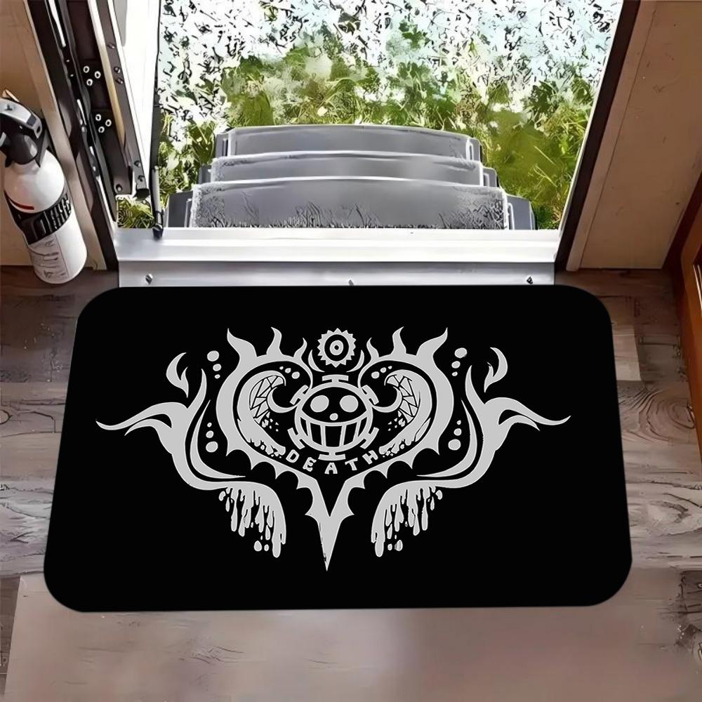 Charming Happy Camper RV Themed Area Rug Stylish Vintage Travel Trailer Print Floor Mat for Living Room Bedroom Camping Decor