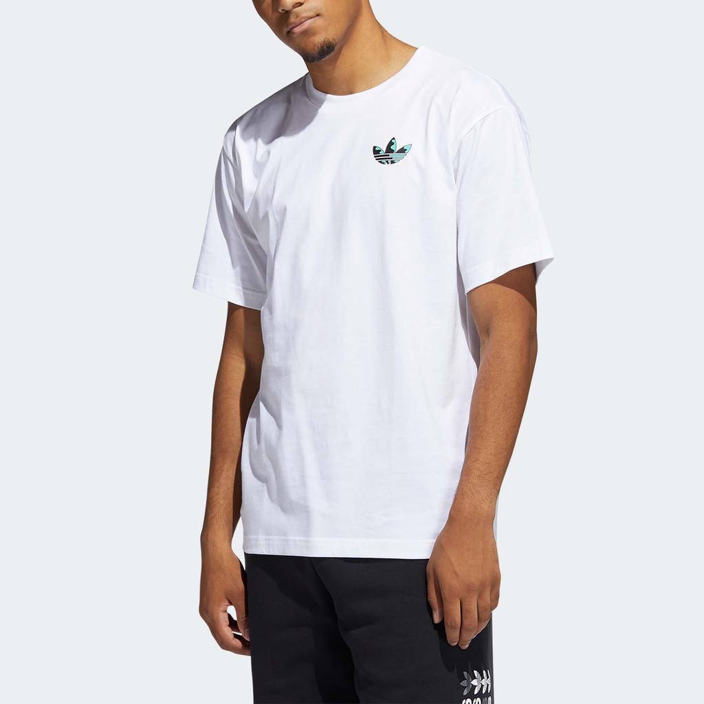 Adidas Originals Trefoil Casual Print Crew Neck T-Shirt Men Tops White GN3906