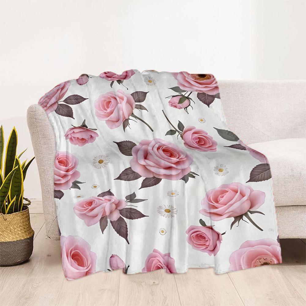 Stained Glass Rose Flannel Blanket,Lightweight,Office Blanket,Sofa Blanket,Comfortable Blanket