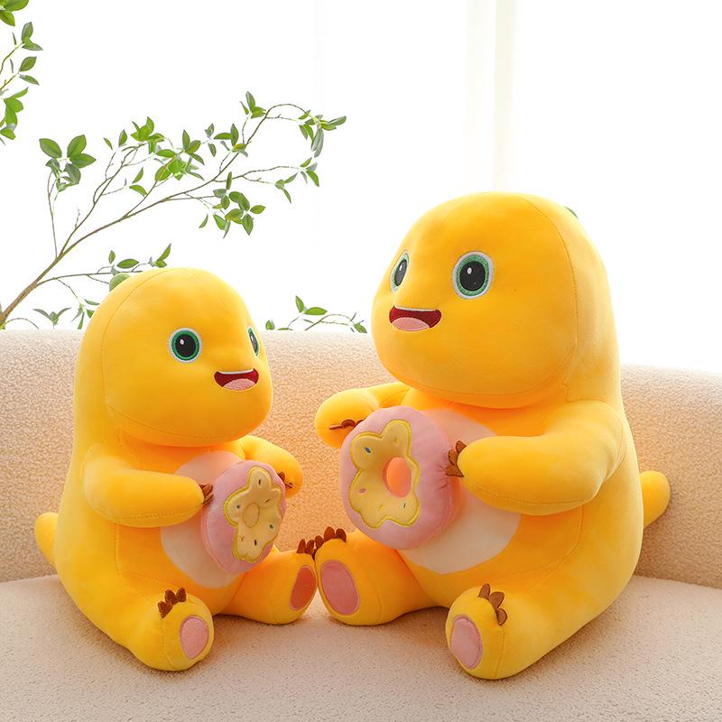 Adorable Yellow Milk Dragon Donut Pillow - Plush Toy for Relaxation