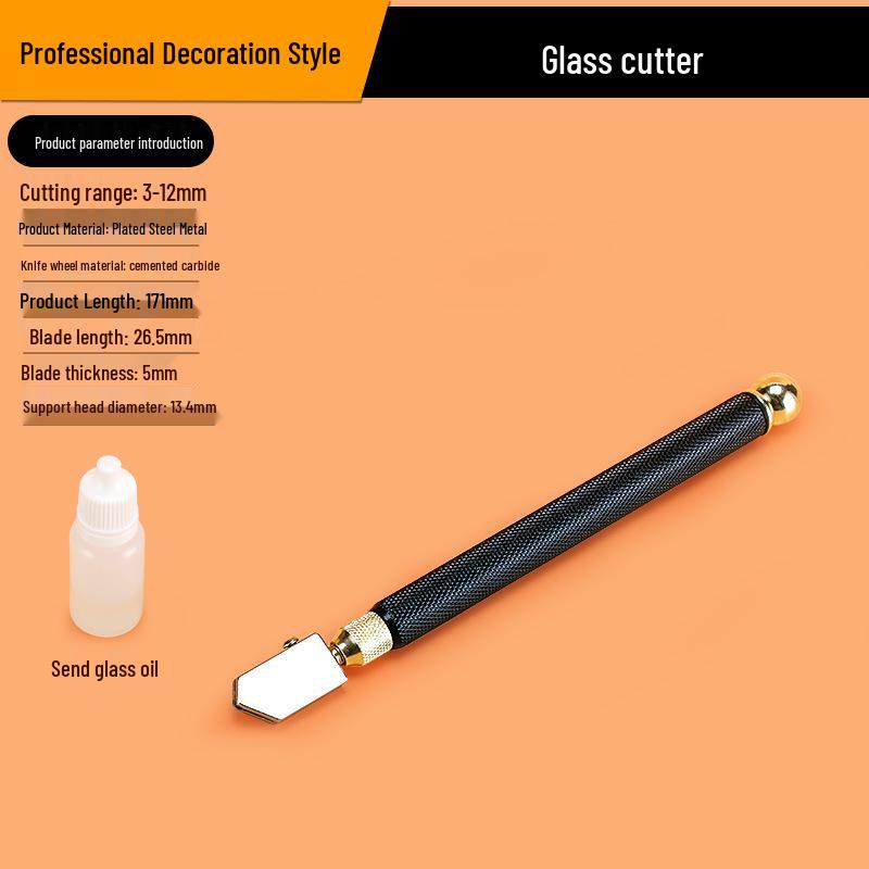 Diamond Glass Cutter & Scraper for Thick Tiles - Multi-Functional Roller Head Tool