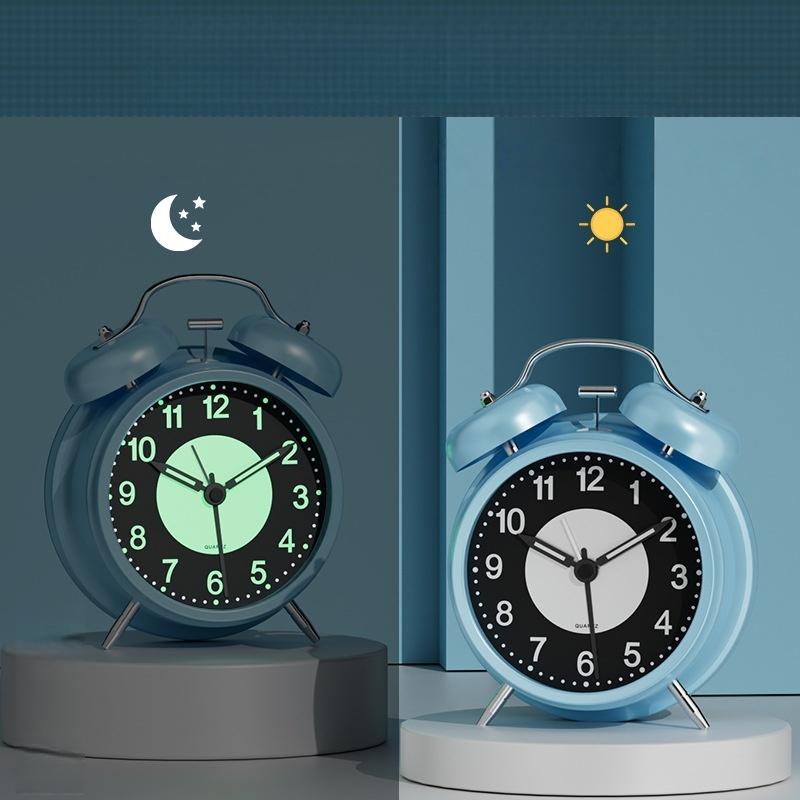 3 Inch Luminous Alarm Clock Students Children's Alarm Clock Strong Wake-Up for Elderly Silent with Night Light Battery Powered