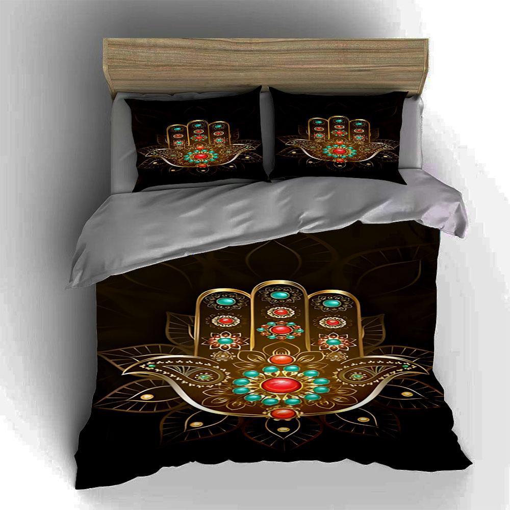Golden Ornate Hand Bedding Duvet Cover Sets Duvet Covers Pillowcases Gifts (1 * Duvet Cover 2 * Pillowcases, Without Duvet Insert)