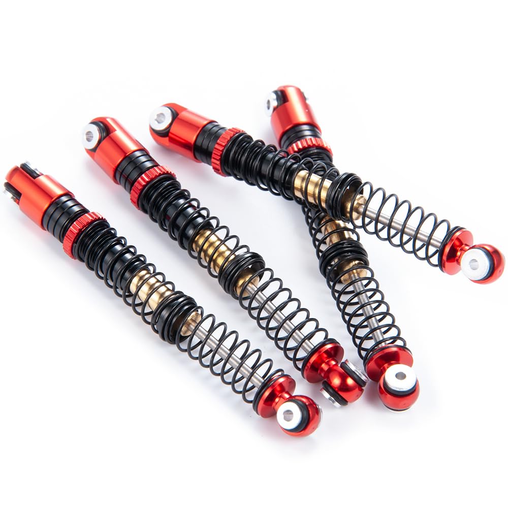 Four 53mm Scale Aluminum Shocks for 1:24 SCX24 RC Crawler (Red + Black)