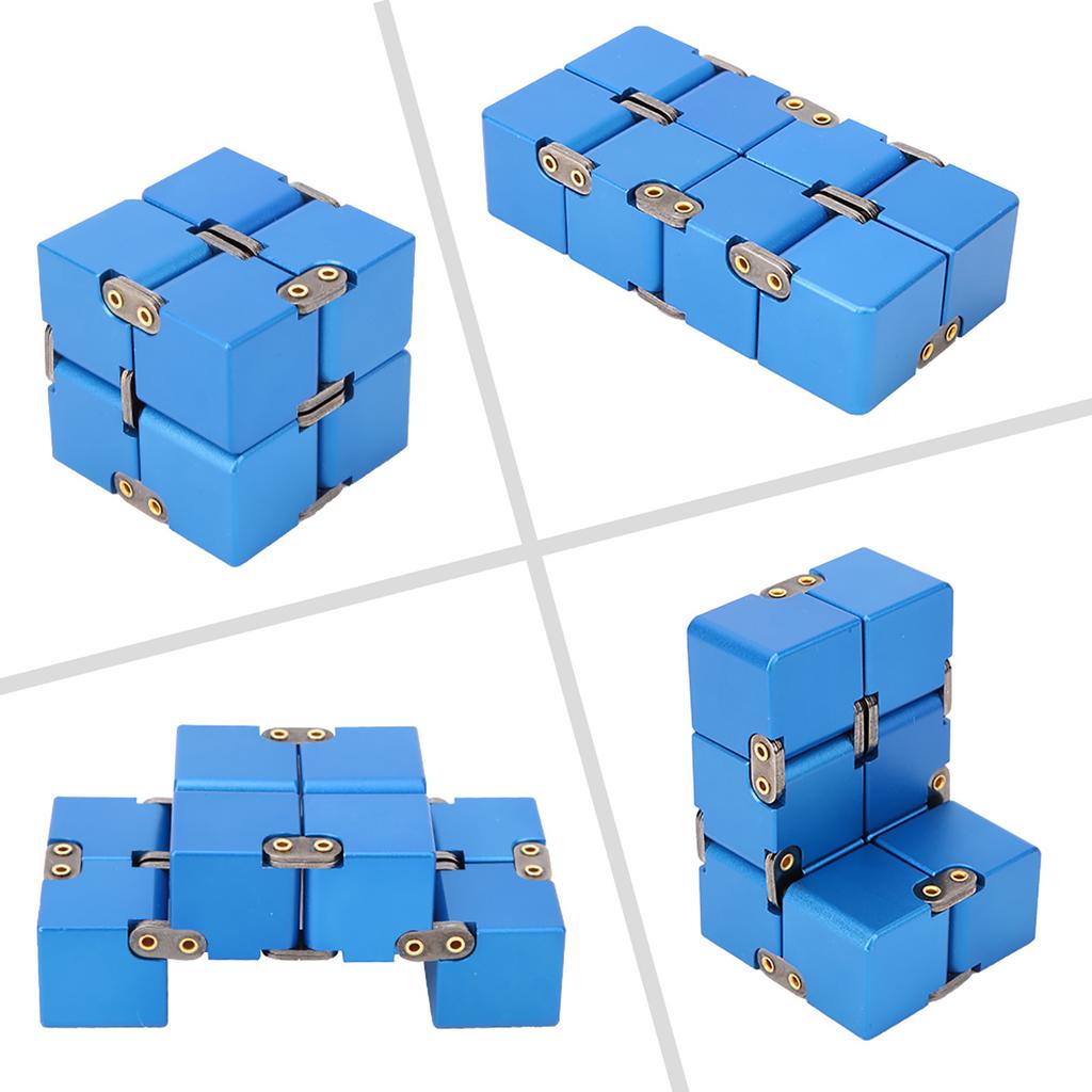 Handliches Fidget-Spielzeug aus Aluminiumlegierung Infinity-Tisch-Zauberwürfel Stressabbau-Spielzeug Blau