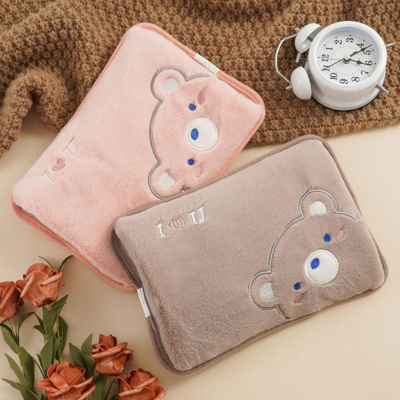 Plush Hot Water Bottle with Thick Cloth Cover for Women's Abdomen
