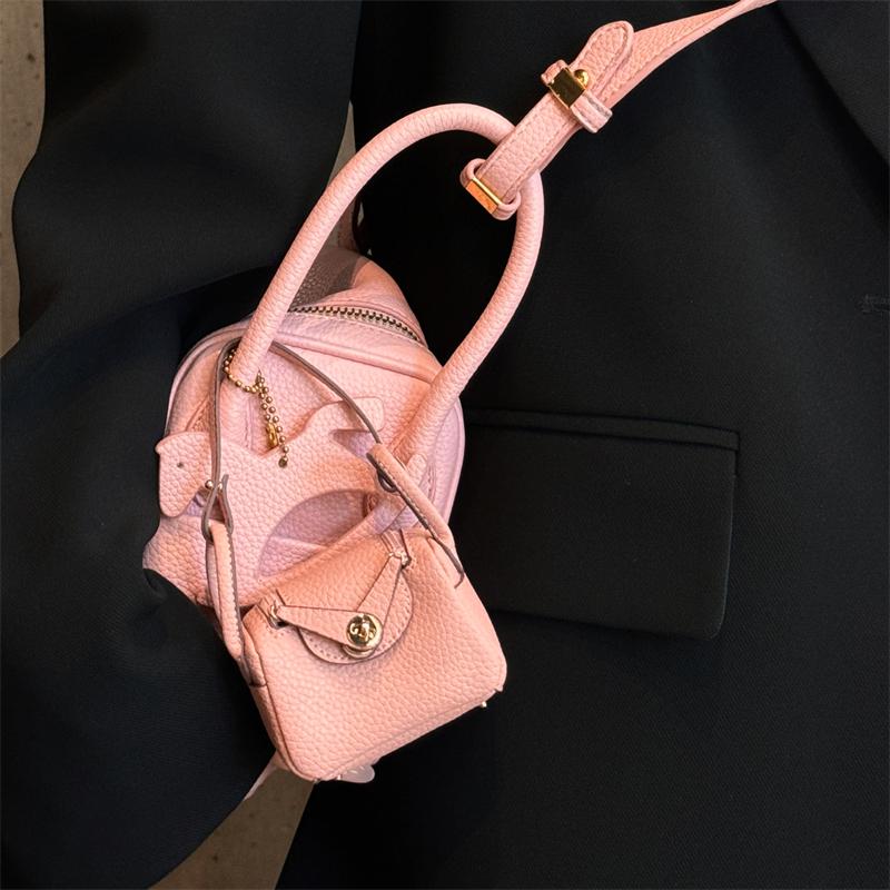 

Мини кожаная текстура модная сумка для Airpods Pro 2 3 2 1 для Samsung Galaxy Buds для Xiaomi чехол для наушников со шнурком розовый