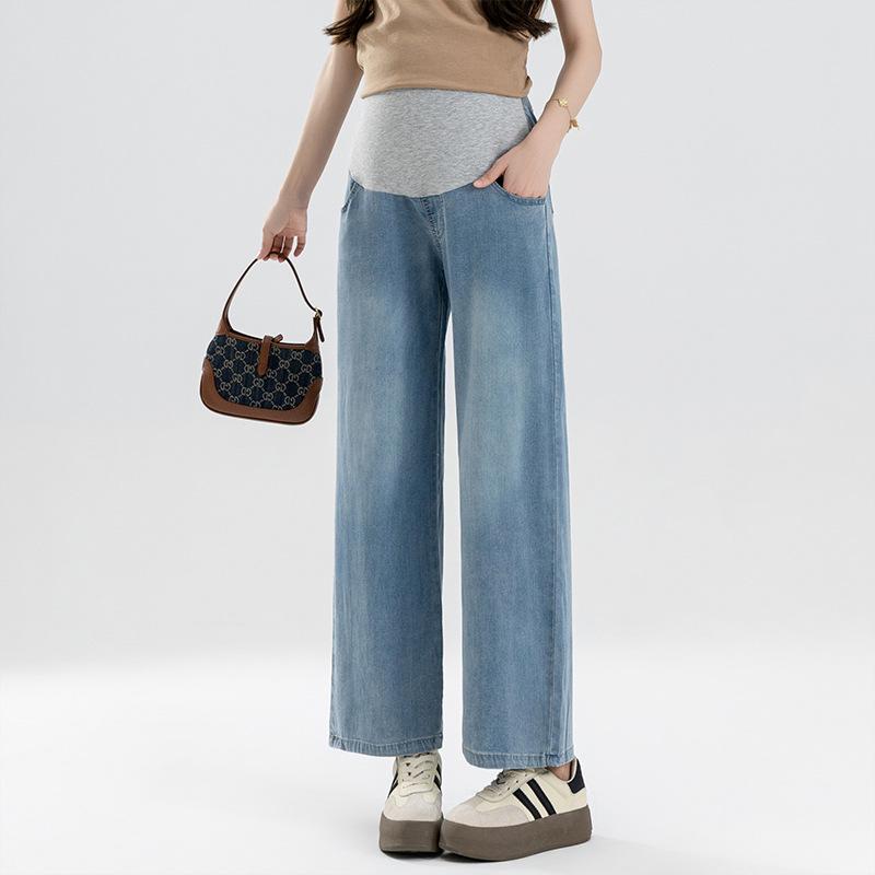 

Chic Summer Maternity Stretch Support High Waist Tencel Jeans 2XL
