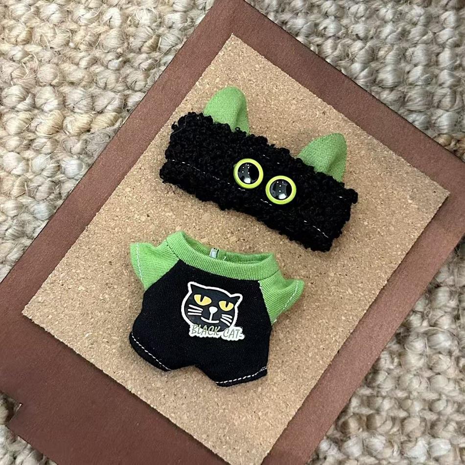 

17cm Doll Plush Dress Up Labubu Doll s Luo Xiaohei Parent child Set Trendy and Cute labubu Mini Version Garment Suit Accessories No dolls