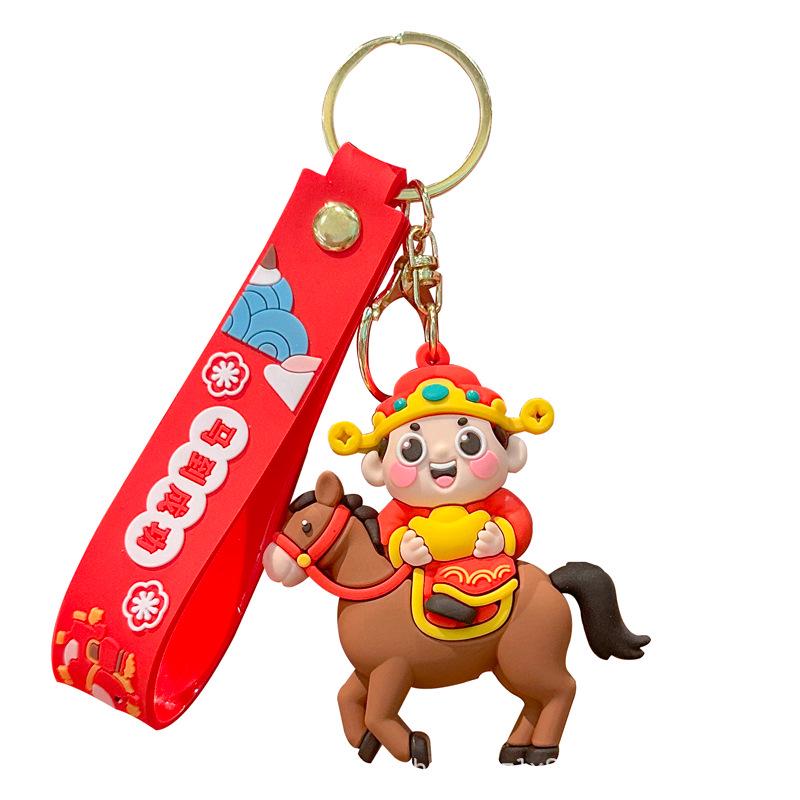 2026 Year of the Horse God of Wealth Keychain: New Year Celebration Ornament & Gift God of Wealth Stitch
