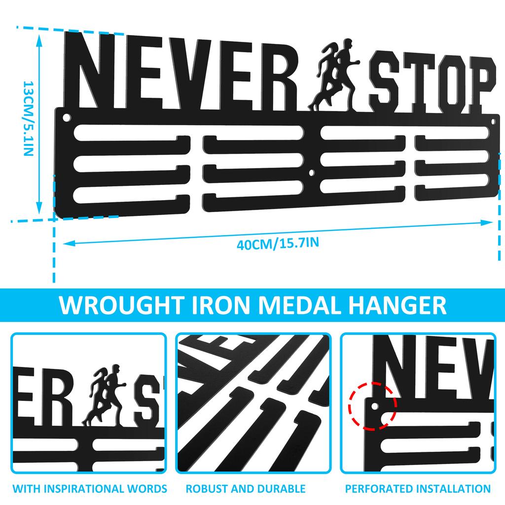 Medal Display Hanger Wall Mounted Medal Display Holder with Inspirational Words Memorial Medal Rack for Living Room Decor