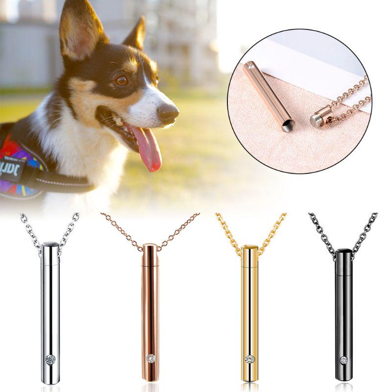 Cylinder Pendant Pet Cremation Urns Necklace Stainless Steel for Cat Dog Ash Memorial Container Holder Jewelry Memorial