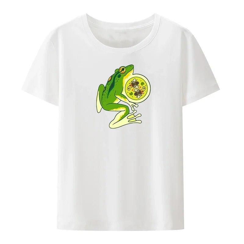 Xxx Humor Pair Slim Lovely Little Frog Cotton T-shirts Unisex Roupas Hipster Breathable Popular Character Blouse Camisetas Mujer