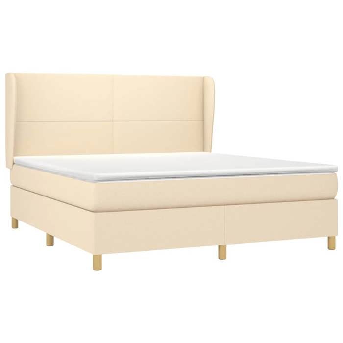 3128378 vidaXL Divan Bed with Mattress Cream 160x200 Cm Fabric