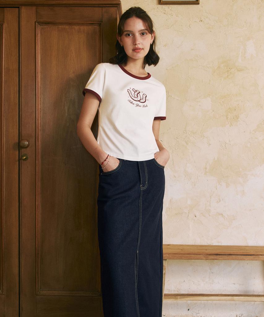 ZEROSTREET Slit Denim Long Skirt / Deep Indigo