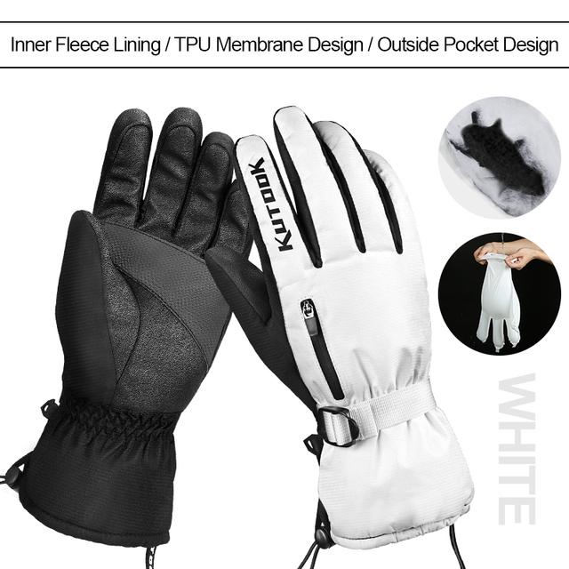 

Перчатки для катания на лыжах зимние термальные перчатки для велоспорта сноуборда с сенсорным экраном водонепроницаемые для велосипеда мотоцикла лыжные аксессуары L белый