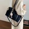 Faux Suede Solid Color Sewing Tote Bag 2026 Fashi Large Capacity Versatile Bags for Women Retro Sweet Commuting Shoulder Bag