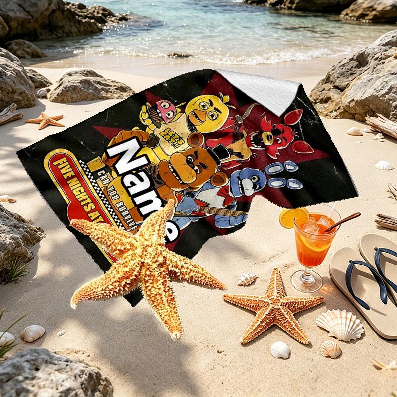 Personalisierter Strandtuch mit individuellem Namen für Five Nights at Freddy's, für Reise Camping Strandparty Heimdekoration, Geburtstagsgeschenk für Familie & Freunde
