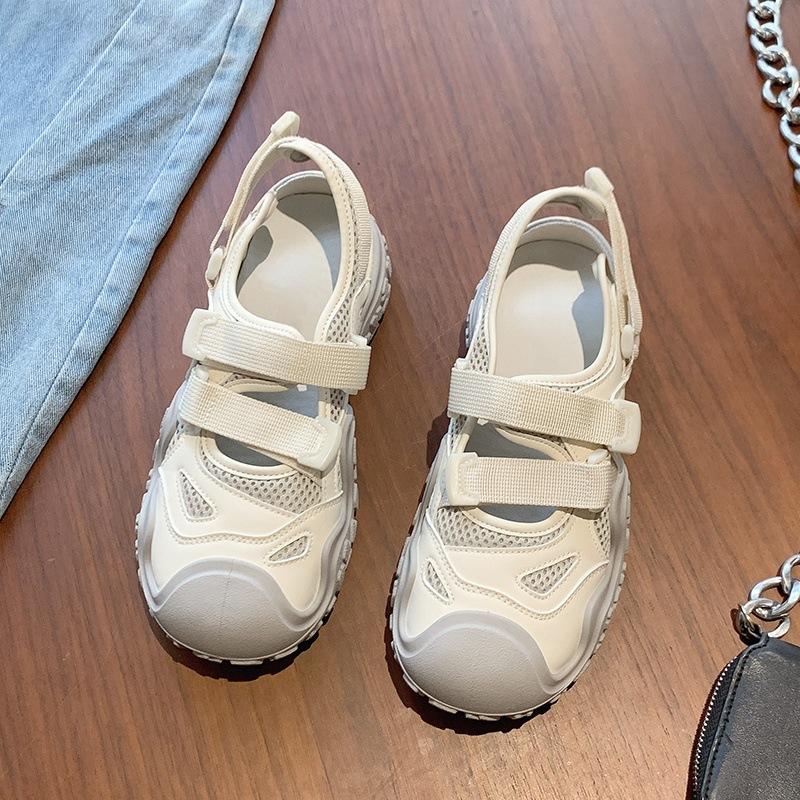 

Уродливо-милые сандалии-гладиаторы на толстой подошве с сумкой на носке, женская летняя обувь 2025, новые дышащие полые спортивные папины шлепанцы 40