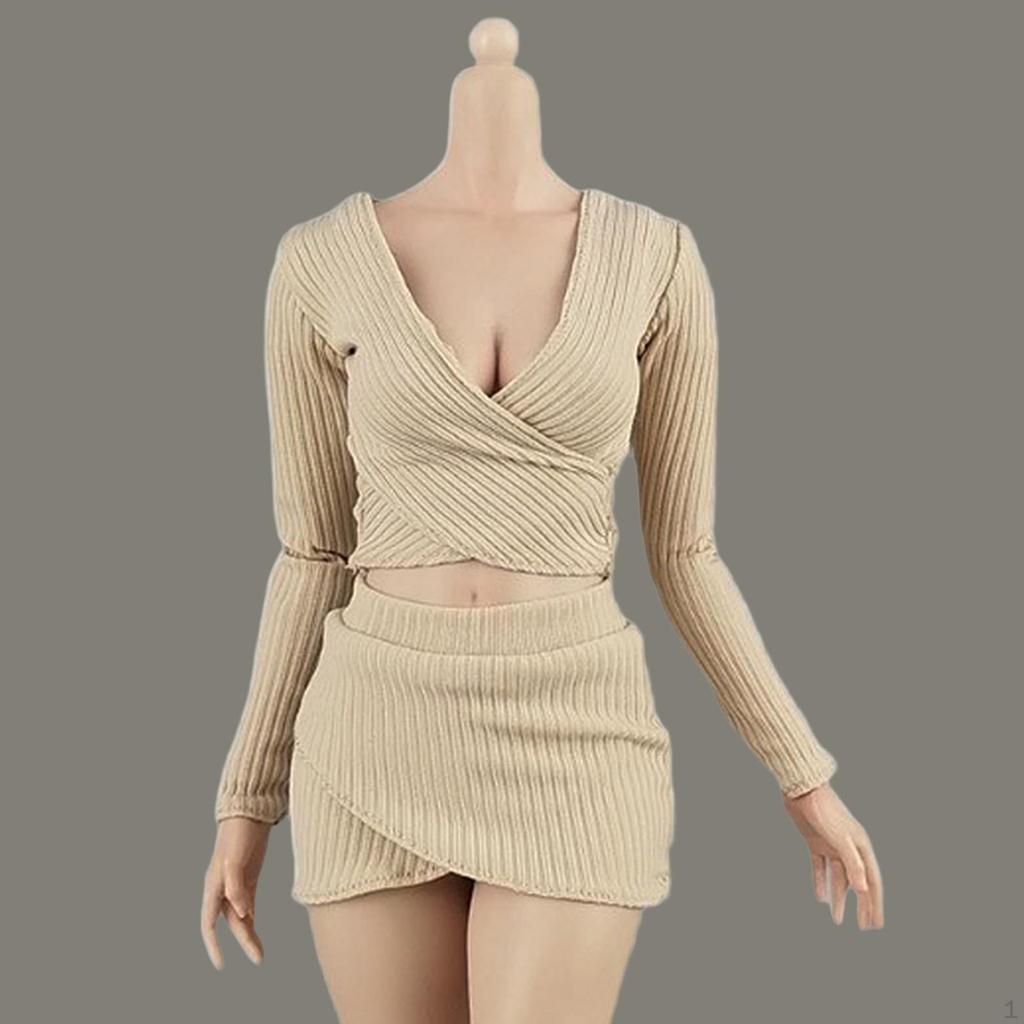 1:6 Female Crop Tops Action Figure Clothes Fashion Handmade Cosplay Long Sleeve Top for 12''