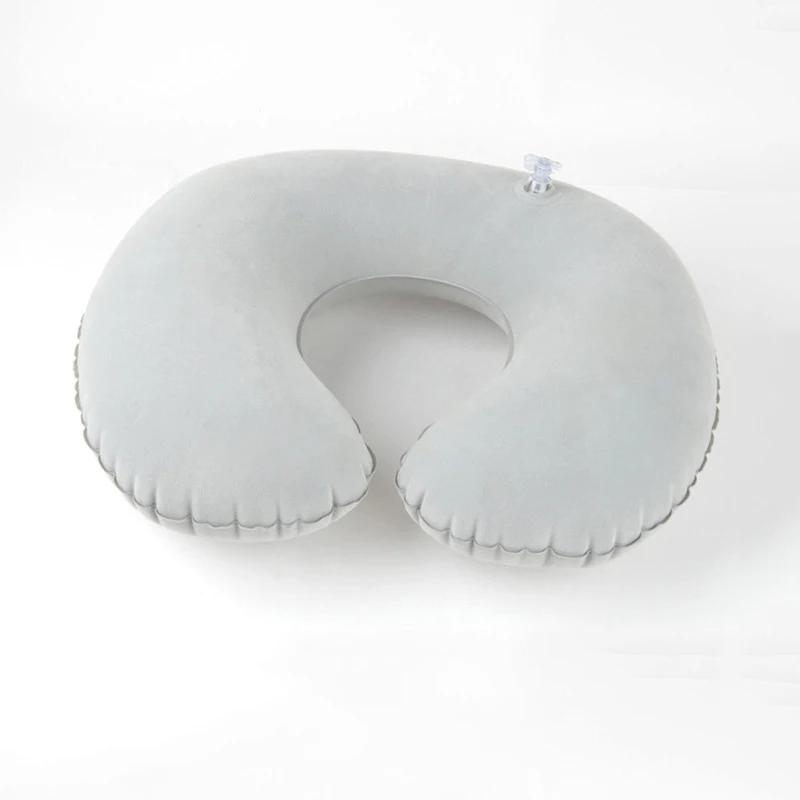 Travel Inflatable C-shaped Pillow for Car Airplane, Portable U-shaped PVC Plush Neck Pillow