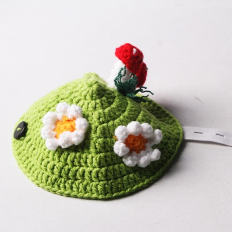 Lovely 3D Mushroom and Flower Knitted Sweater for Pet Turtles Soft Comfortable Fabric for Costume Parties