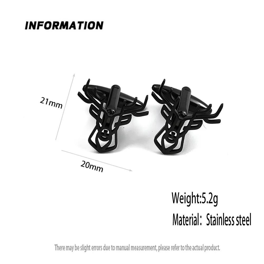Golden Deer Head Design Cufflinks, Elegant Stainless Steel Animal Cuffs for Men and Women, Jacket Back Packaging Accessories.
