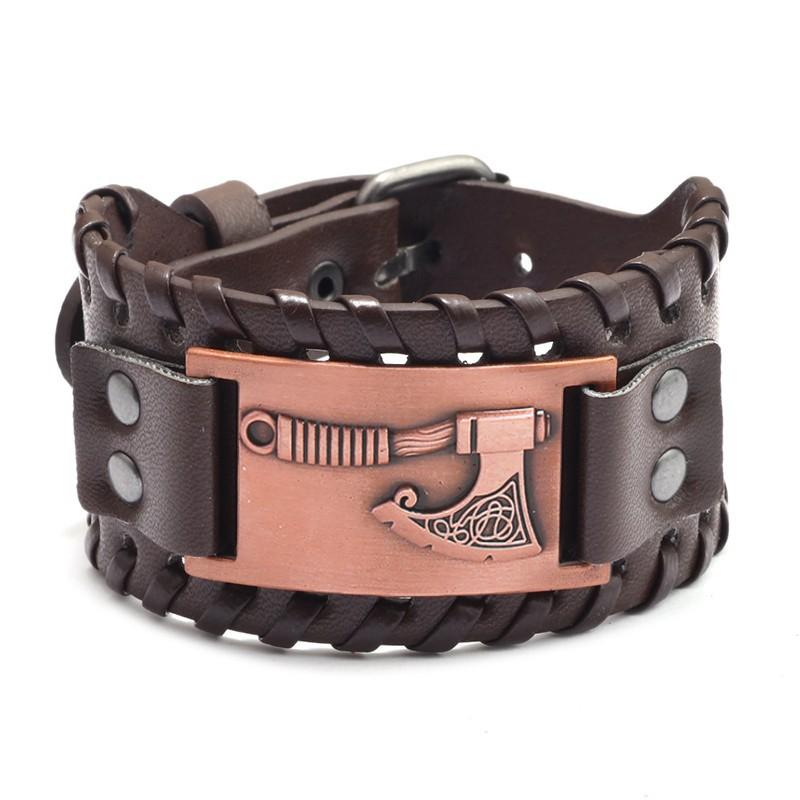 HNSP Wolf Rune Wrap Viking Leather Bracelet For Men Vintage Wide Bracelet Male  Accessory