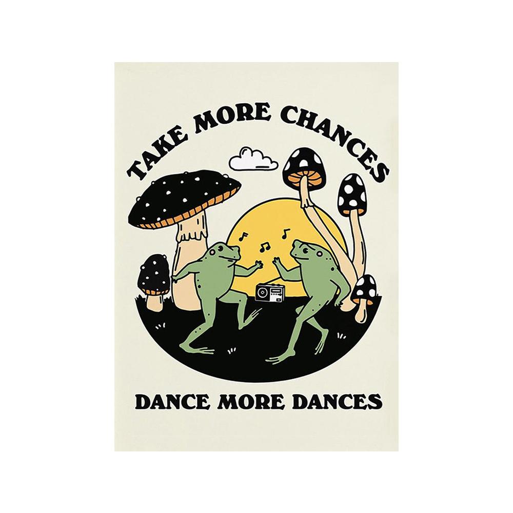 You're Definitely a Funny Poster with Retro Fungi from the '70s, Fancy Hippies, Ball, Dancing Frogs, Canvas, Painting, Wall Art Photography