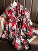 New Elegant Women Silk Scarf Beach Wrap Shawl Vintage Satin Floral Print Sunscreen Bandana Hijab Mujer Boho Scarve Foulard Pareo