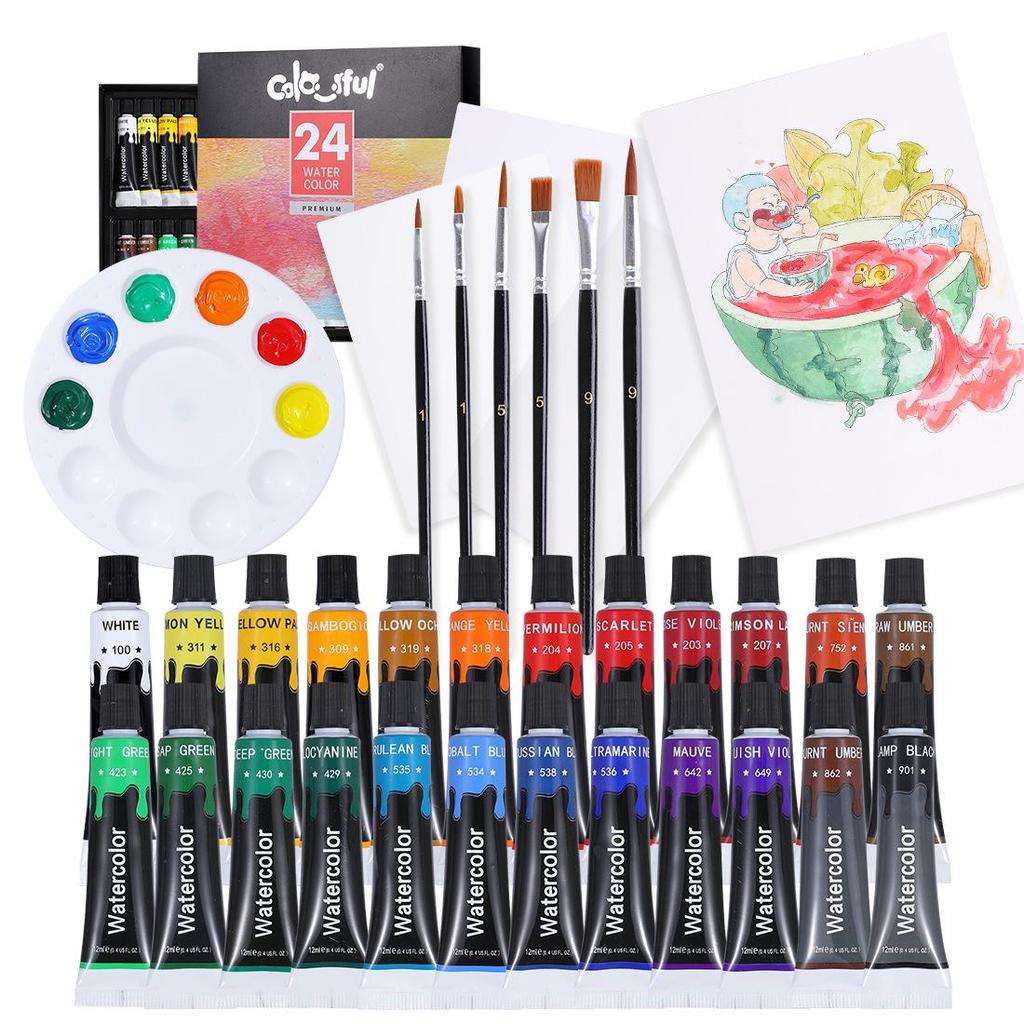 Acrylic Paint Set: 12 or 24 Colors in 12ml or 60ml, Waterproof, Hand-Painting DIY Kit