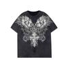 T-shirt Oversize à Manches Courtes 100% Coton Imprimé Aile Gothique Lavé
