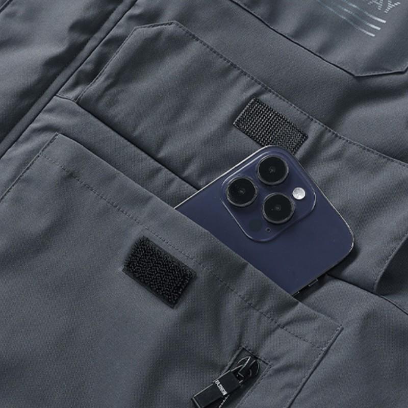 Vinter för män utomhus Vindtät vattentät Cargojacka med huva Varm jacka med flera fickor Avtagbar keps Vadderad jacka