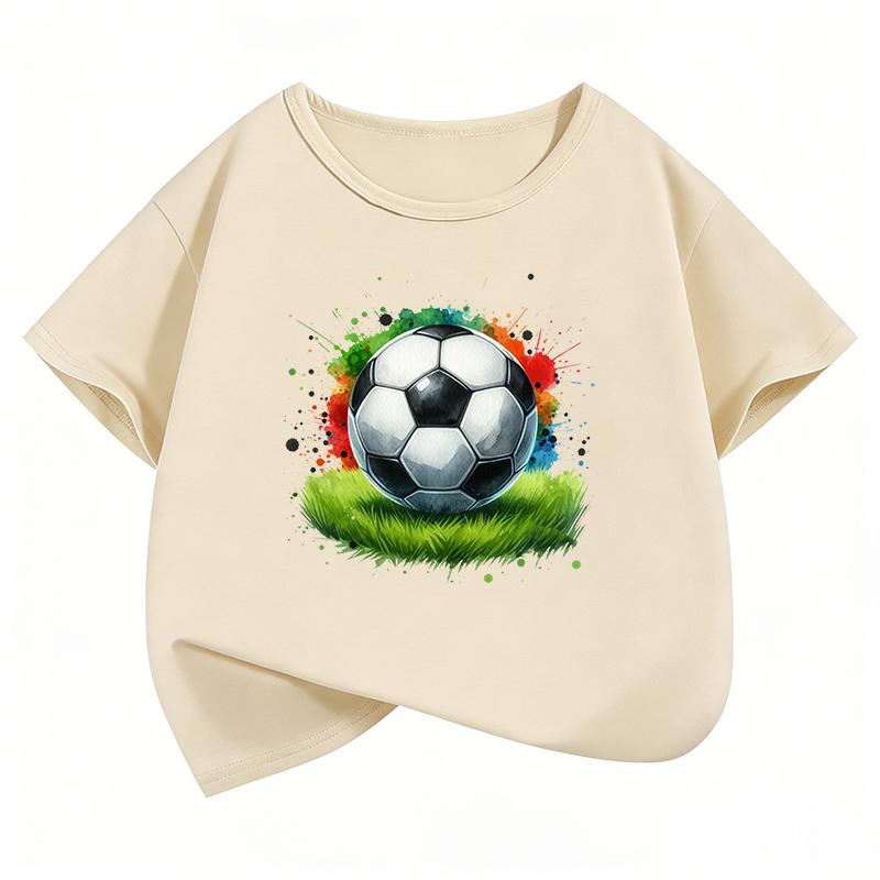 Football Design T-Shirt Printed T Shirt Boy Summer Clothes Short Sleeve Tops T-Shirts Cute Girls Clothing Kids Tee