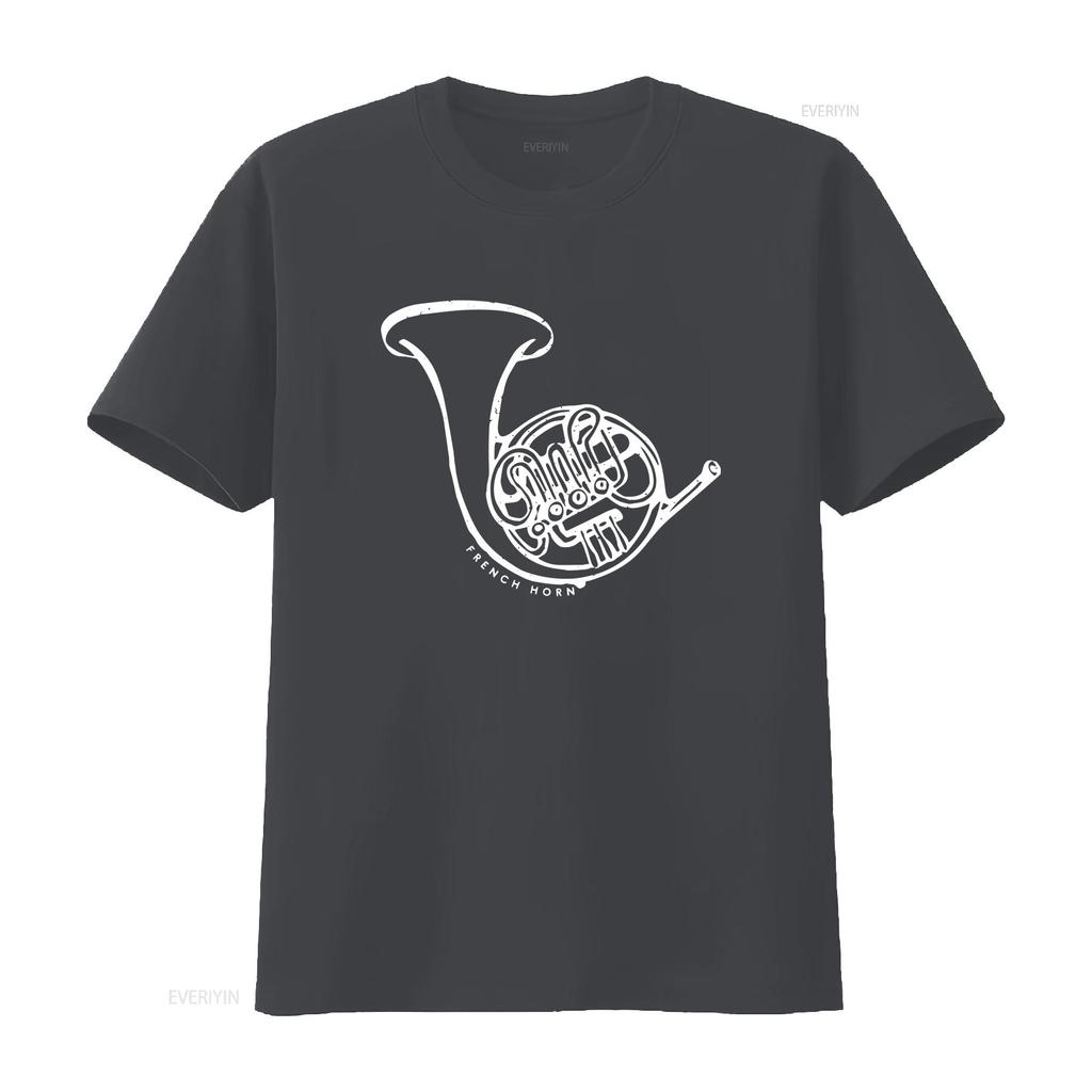 French Horn T Shirt Musician Band Music Lover Instrument Marching vintage Washed designer clothes Top For Everyday Wear Soft