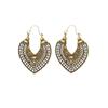 Bohemian Carved Hollow Heart & Geometric Semicircle Earrings