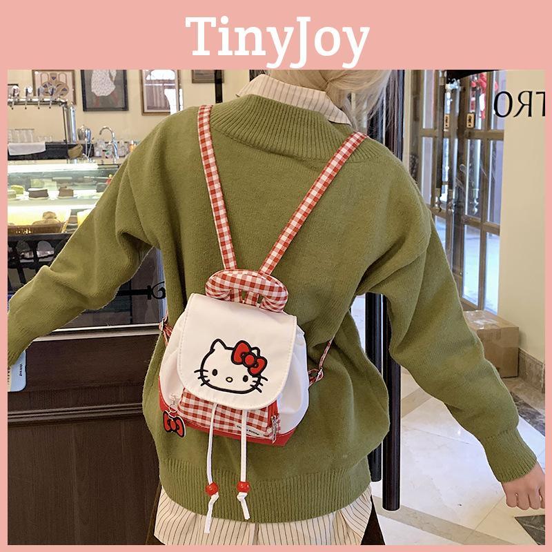 Plaid Pattern Red Kids School Backpack With Breathable Canvas