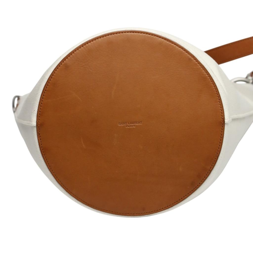 SAINT LAURENT Rive Gauche Shoulder Bag canvas Natural x brown unisex VLR669299 Used