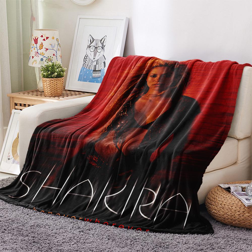 1PC Shakira Print Flannel Blanket, High quality Comfortable for All Seasons, Home Decor, Warmth and Comfort, Perfect for Christmas Gifts