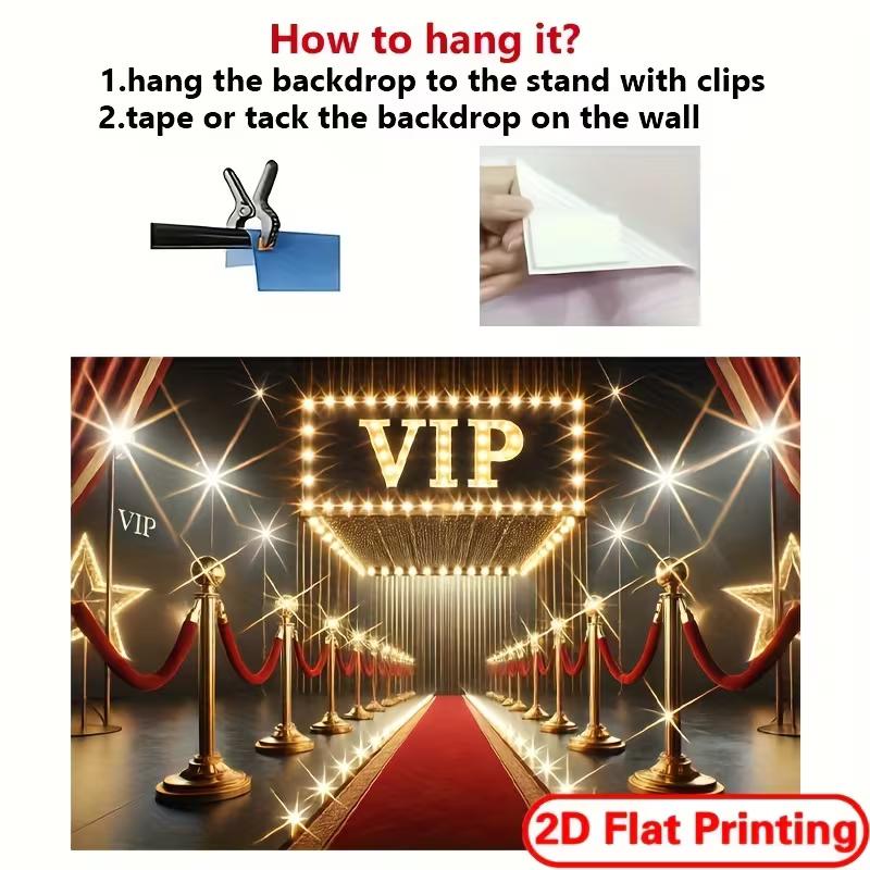 2D Hollywood VIP Entrance Background Cloth Red Carpet Party Photo Prop