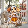 Halloween Ghost Suncatcher Colorful Dog/Cat Pattern Window Hanging Ornament with Pumpkin 2D Acrylic Suncatcher for Halloweens Decor