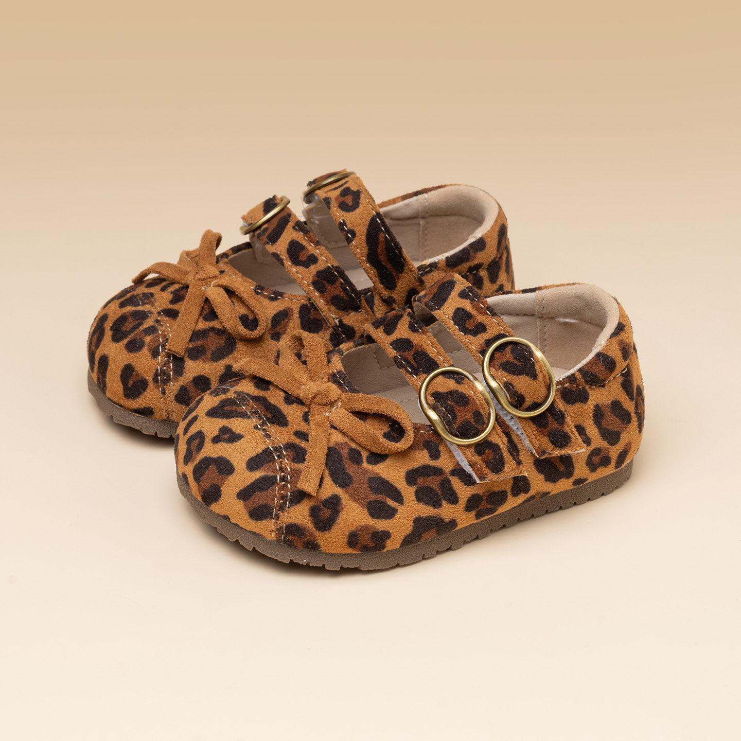 Girls Leopard Print Princess Velcro Soft Sole Non-Slip Infant & Toddler Walker Shoes 13.5cm
