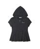 FANCY CLUB Striped Hooded Flare Top (Black) F26Qb072