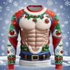 Muscle Christmas T-shirt Men Tops Casual Loose Streetwear 3D Printed Ugly Christmas Long Sleeve Tee Sport T-Shirt Y2k Clothes