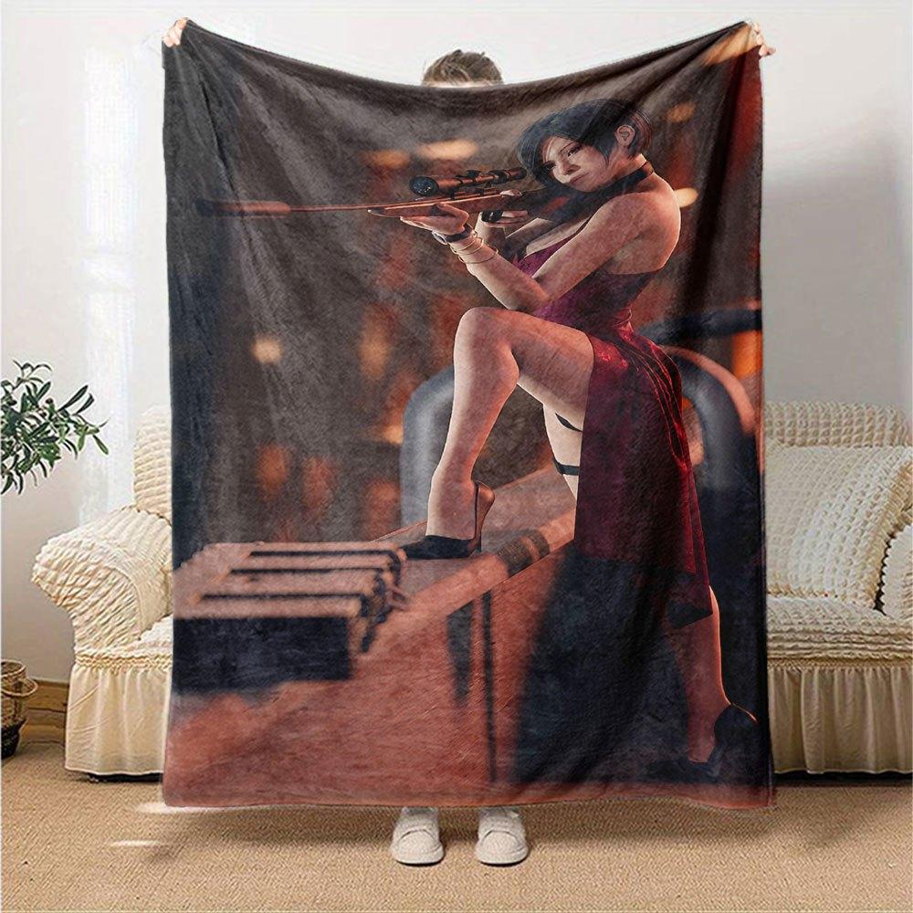 1pc Resident Evil 2 Blanket Soft Warm Throw for Home, Office, Travel All Season Cozy Bedding Gift, Office Cozy Accessory