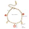 Women's Luxury Drip Oil Flower & Heart Pendant Stainless Steel Bracelet