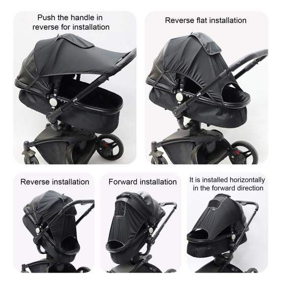 Stroller Sun Shade UV Protection Foldable Wind Dust Cover for Baby Strollers Adjustable Rain Cover for Car Seats Prams